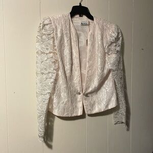 Patra Women's Elegant Lace Blazer - White